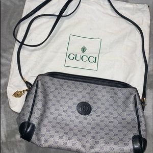 Gucci Blue Leather Monogrammed Crossbody Bag